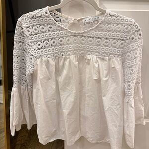 Endless Rose White Crochet Yoke Peasant Top